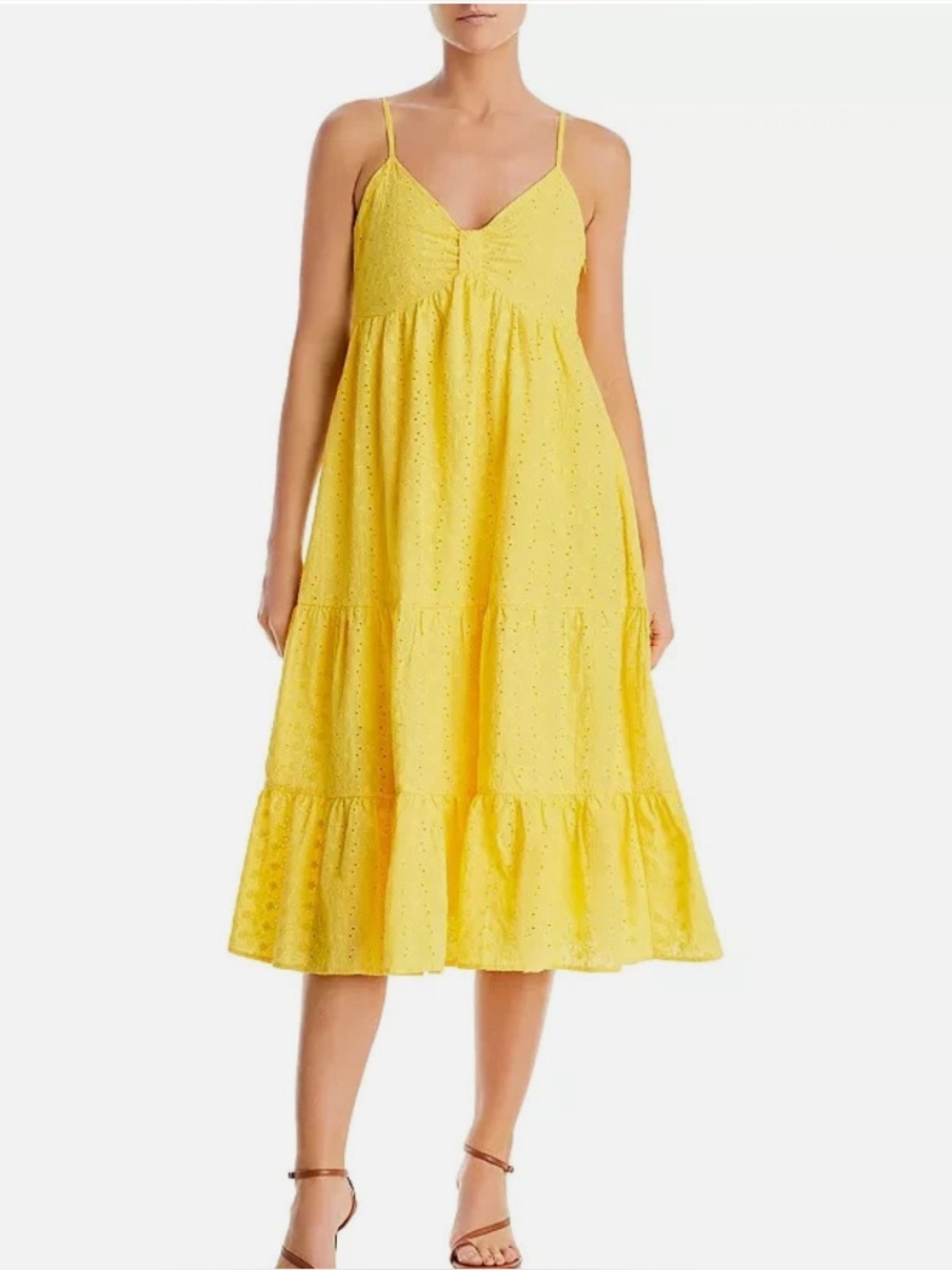 Aqua Sunny Yellow Eyelet Maxi Dress